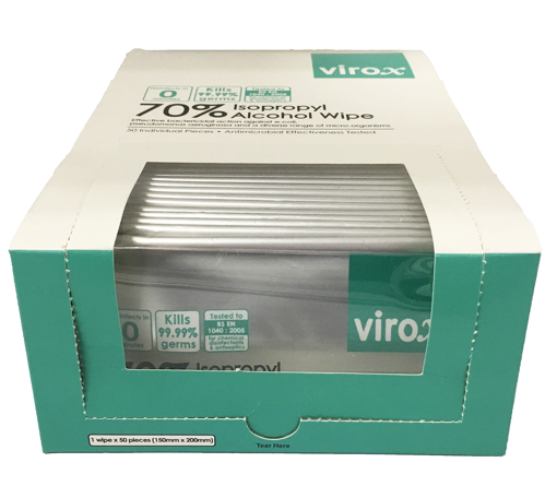 Picture of ALCOHOL 70% INDIVIDUAL WIPES (VIROX) 50'S