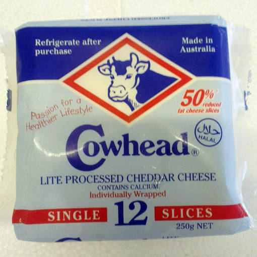 Picture of COWHEAD CHEDDAR CHEESE SINGLES - LOW FAT (12PCS/PKT)