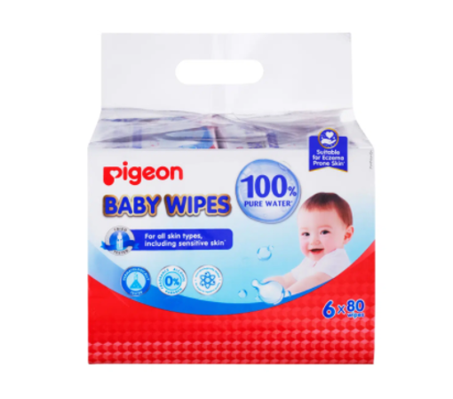 Picture of PIGEON BABY WIPES - 100% PURE WATER (80PCS X6PKT)