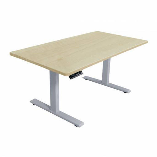Picture of ERGOWORKS Electric Height Adjustable Rectangular Maple Desk and Grey Frame (Dim. 1200mm x 700mm)