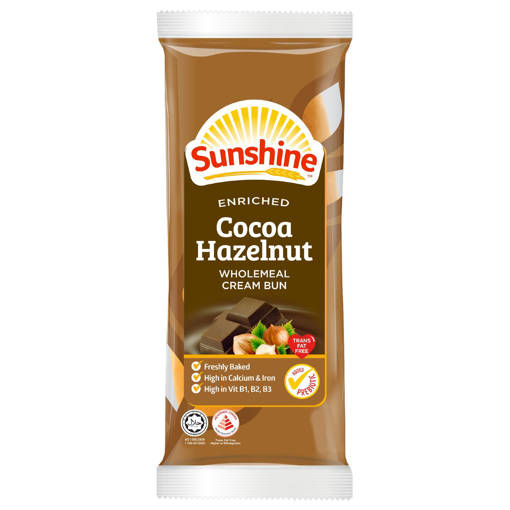 Picture of GB -B- SUNSHINE COCOA HAZELNUT WHOLEMEAL BUN 65GM (Production day: Mon, Wed, Fri)