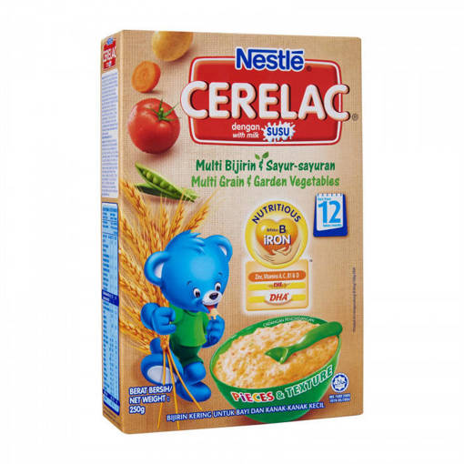 Picture of GB -B- NESTLE CERELAC MULTI GRAIN & GARDEN VEGETABLES FOR 12 MONTHS (HALAL) (250GM PER PKT)
