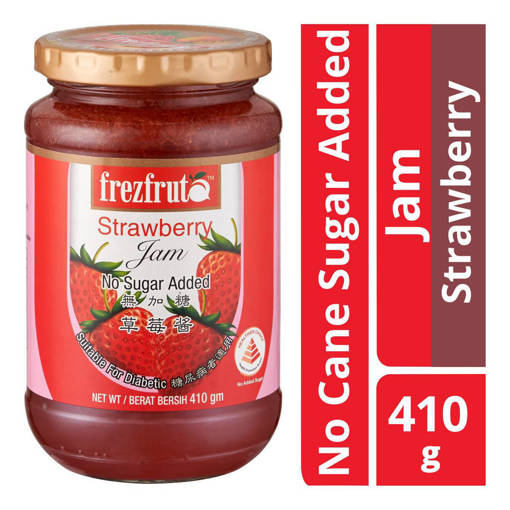 Picture of GB -J- STRAWBERRY JAM NO SUGAR FREZ FRUTA (HALAL) (410GM PER BTL) (HEALTHIER CHOICE)