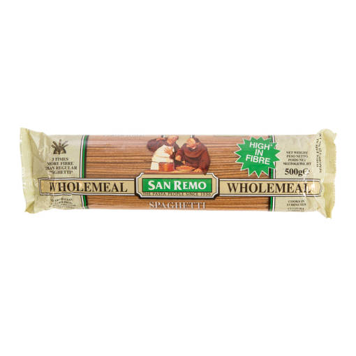 Picture of GB -P- WHOLEMEAL PASTA SPAGHETTI "SAN REMO" (HALAL) (500GM PER PKT)