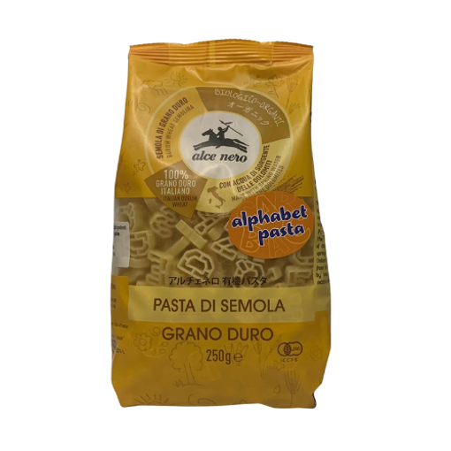 Picture of GB -P- ALCE NERO ORGANIC ALPHABET PASTA (HALAL) (250GM PER PKT)